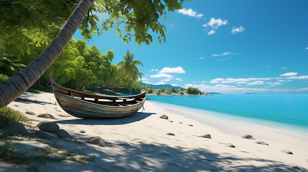 Ai Generado, Playa, Palmera De Coco, Mar
