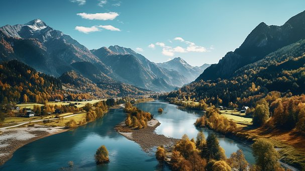 Montaña, Naturaleza, Bosque, Árbol, Río
