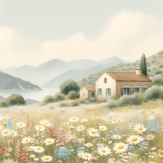 Free ai generated flowers villa illustration