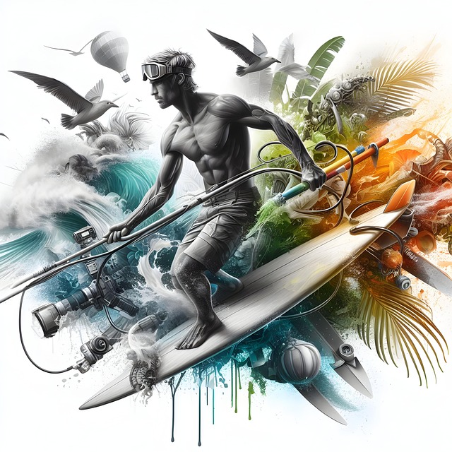 Free ai generated surfer surfing illustration