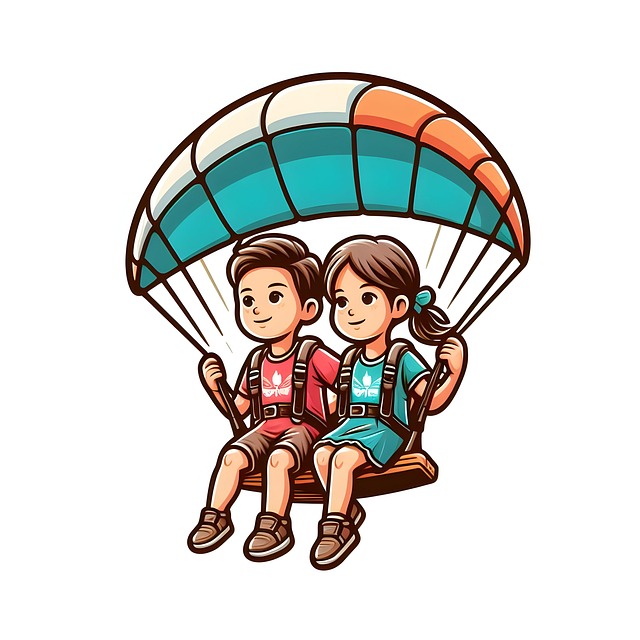 Free ai generated children paragliding illustration