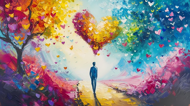 Ai产生的, 情人节那天, 绘画, 心, 爱, 丰富多彩的, 神秘, 充满活力