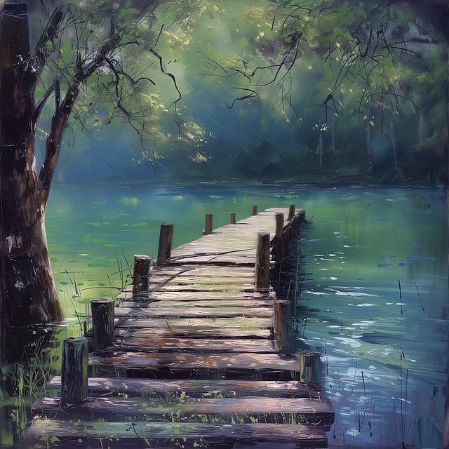 Free ai generated impressionism lake illustration