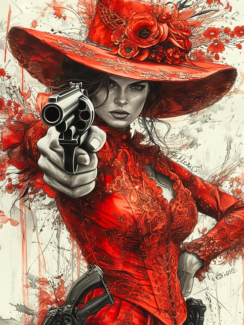 Free ai generated woman gun illustration