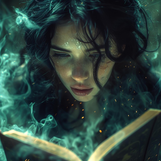 Ai Gerado, Mulher, Livro, Lendo, Místico