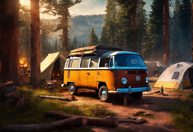 Download free HD stock image of Ai Generated Volkswagen Free ai generated volkswagen camper illustration