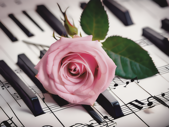 Free ai generated rose music illustration