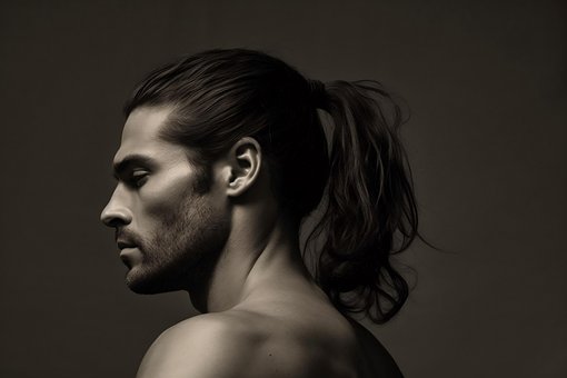 Free Man Ponytail illustration and picture