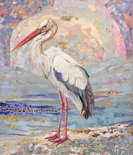 Free ai generated stork mosaic illustration