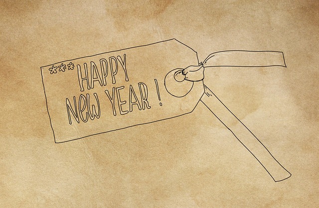 Free gift tag happy new year drawing illustration