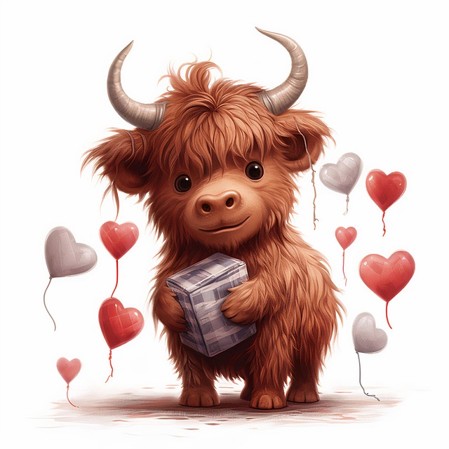 Free ai generated nature highland cow illustration