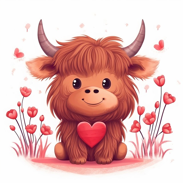 Free ai generated highland cow cattle illustration