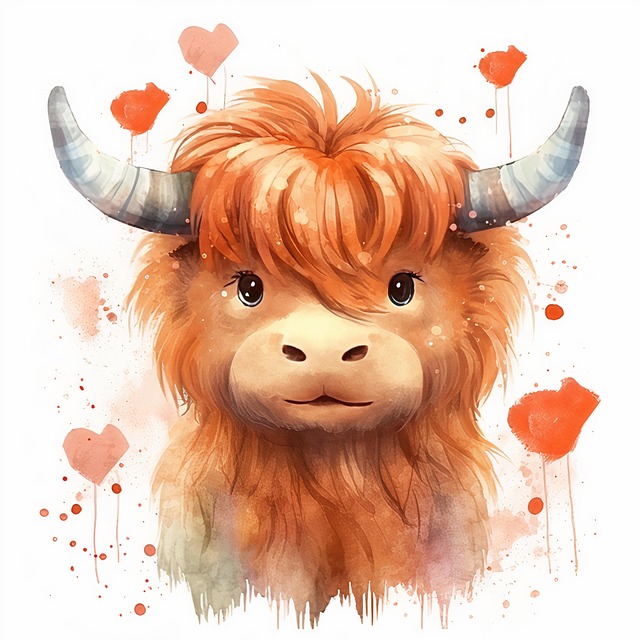 Free ai generated highland cow cattle illustration