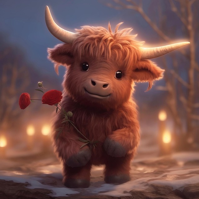 Free ai generated highland cow nature illustration