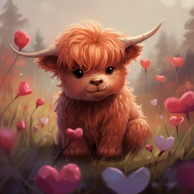 Free ai generated highland cow cattle illustration