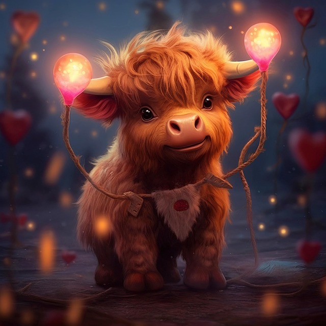 Free ai generated highland cow cattle illustration