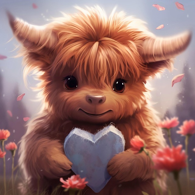 Free ai generated highland cow cattle illustration
