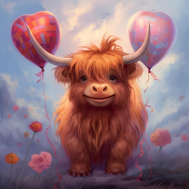 Free ai generated highland cow cattle illustration