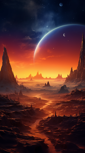 Free surreal planet scenic illustration