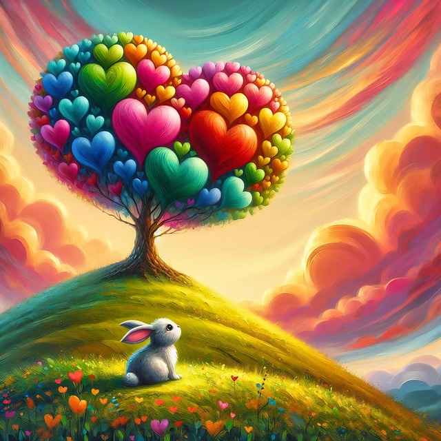 Free ai generated rabbit tree illustration