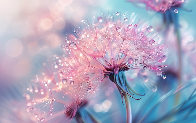 Free dandelion bokeh dew illustration