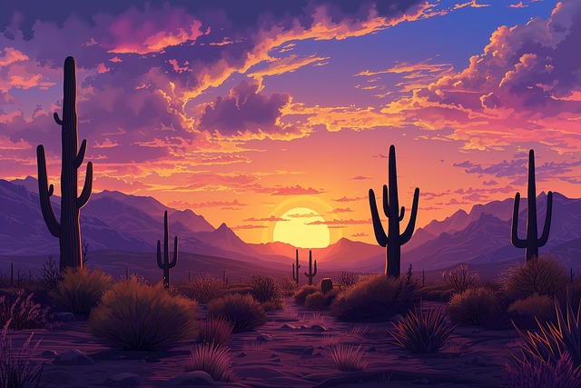 Free ai generated cactus desert illustration