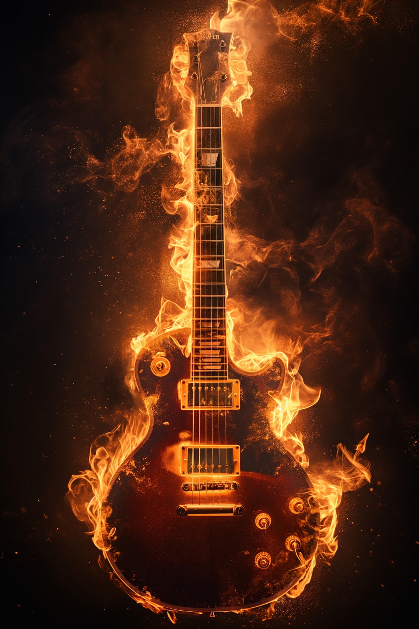 Download Ai Generated, Guitar, Flames. Royalty-Free Stock Illustration ...
