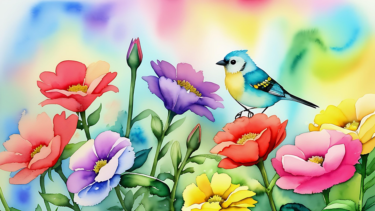 Download free HD stock image of Ai Generated Bird Free ai generated bird flowers illustration