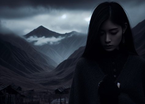 Free Woman Mountains illustration and picture