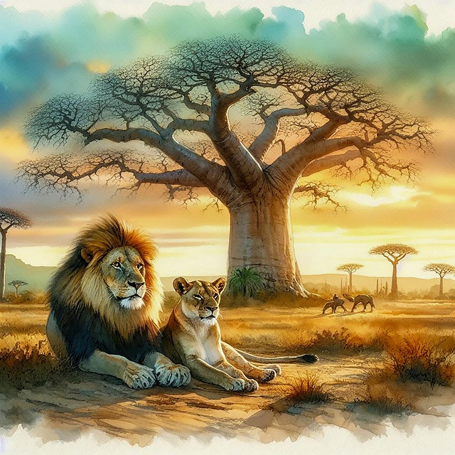 Free ai generated lion big cats illustration