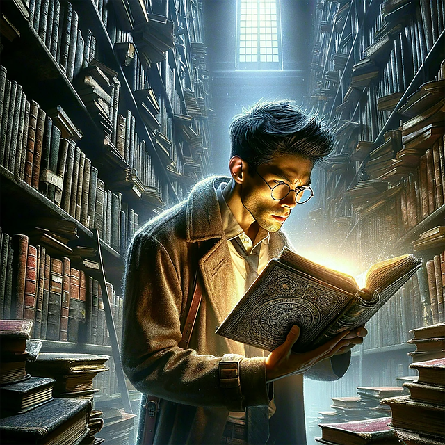 Free ai generated man books illustration