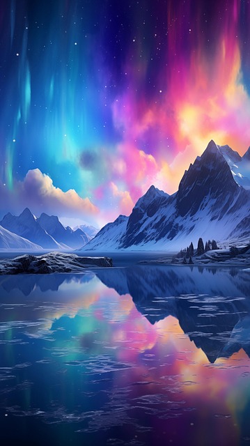Free ai generated aurora lake illustration
