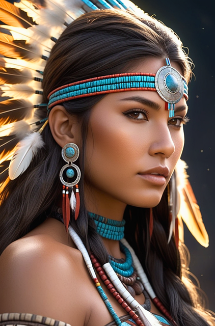 Free ai generated woman native american illustration