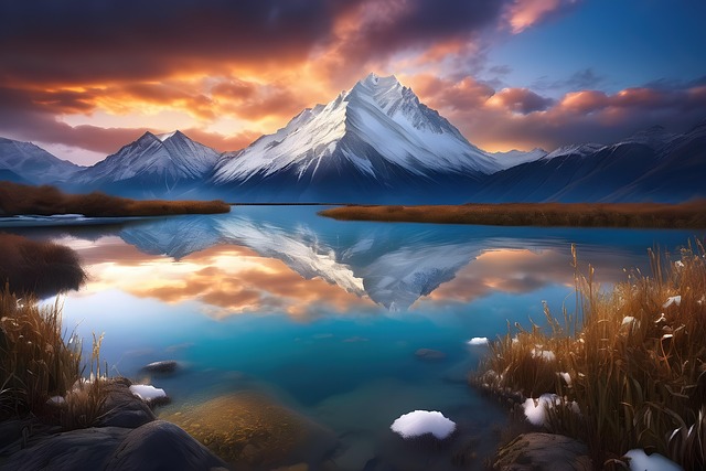 Free ai generated mountain lake illustration