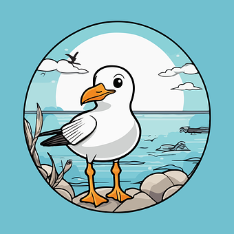 Чайка, Птица, Мультфильм, Животное