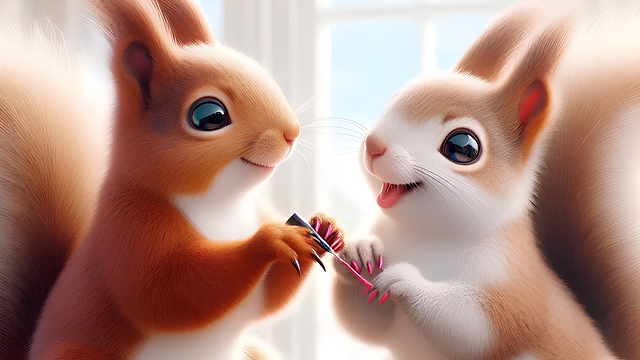 Free ai generated squirrel manicure illustration