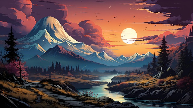 Free Ai Generated Mountains illustration and picture