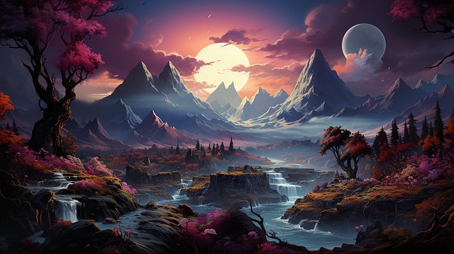 Free Mountains River illustration and picture