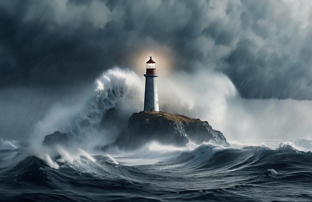 Download Ai Generated Lighthouse Storm Royalty-Free Stock Illustration ...