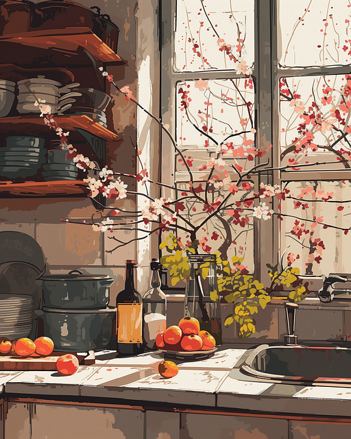 Download free HD stock image of Ai Generated Kitchen Free ai generated kitchen cherry blossom illustration