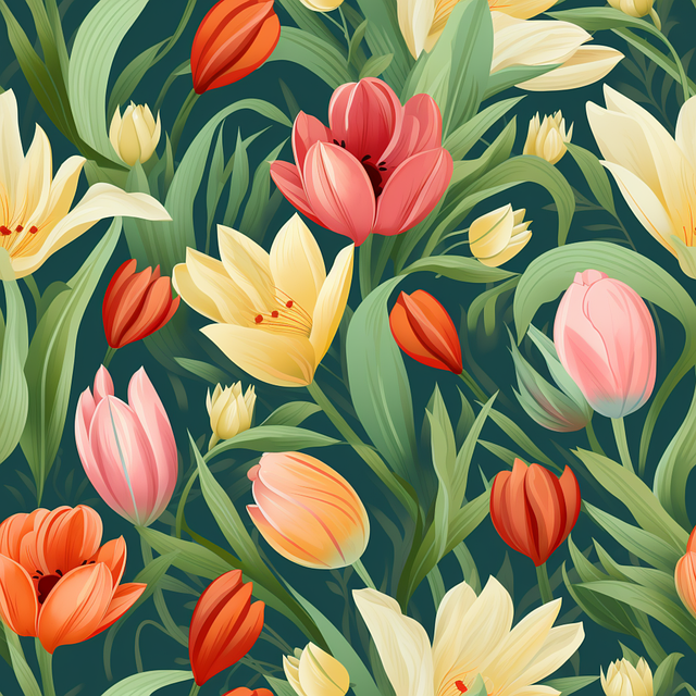Ai Generiert, Tulpen, Blumenmuster