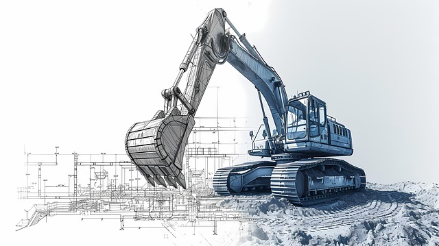 Free ai generated excavator blueprint illustration