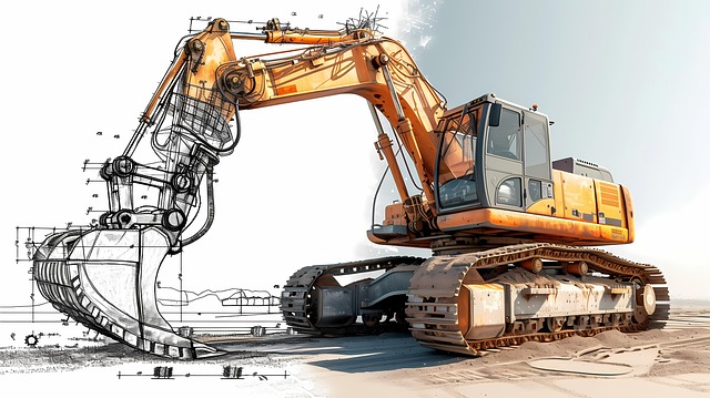 Free ai generated excavator blueprint illustration