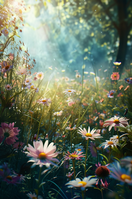 Free ai generated flowers meadow illustration