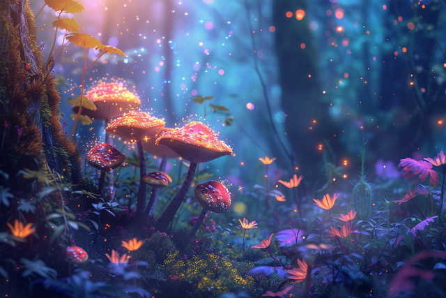 Free ai generated mushrooms fairies illustration