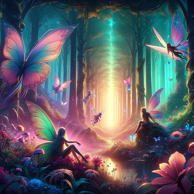 Free ai generated fairies butterflies illustration