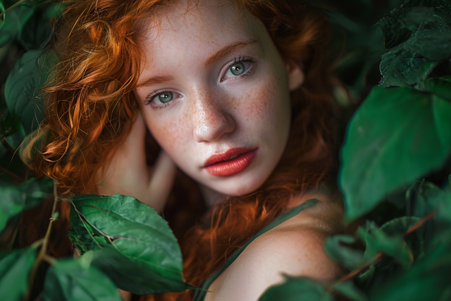 Free ai generated woman freckles illustration