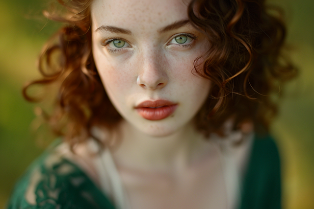 Free ai generated woman freckles illustration