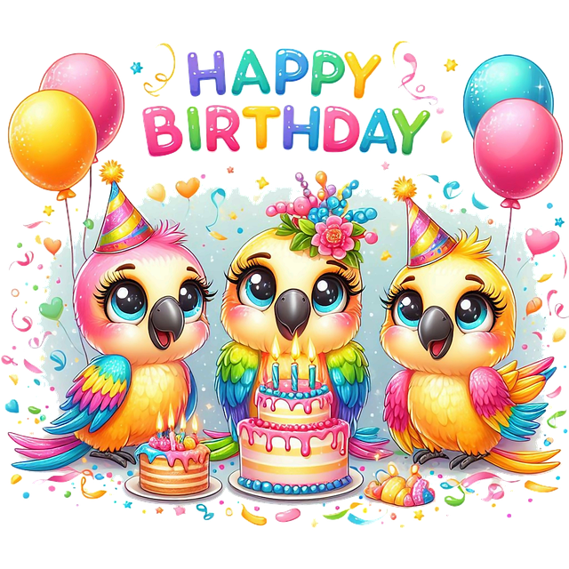 Free ai generated happy birthday birds illustration