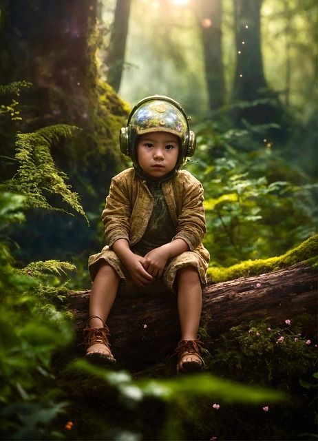 Free ai generated boy forest illustration